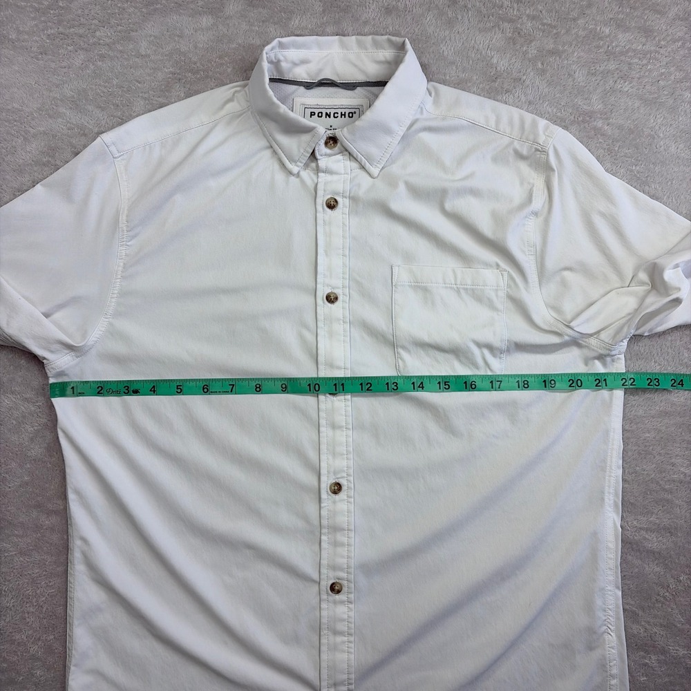 Poncho Shirt Mens Medium White Slim Fit Stretch Performance Long Sleeve Coastal - Picture 5 of 8